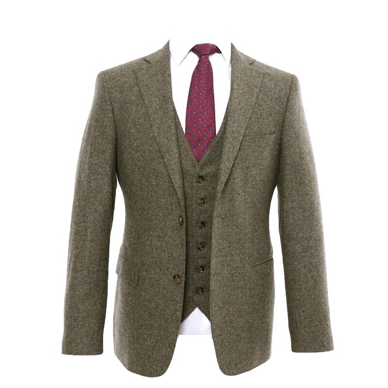 Green 3Pc Flannel Suit Jacket