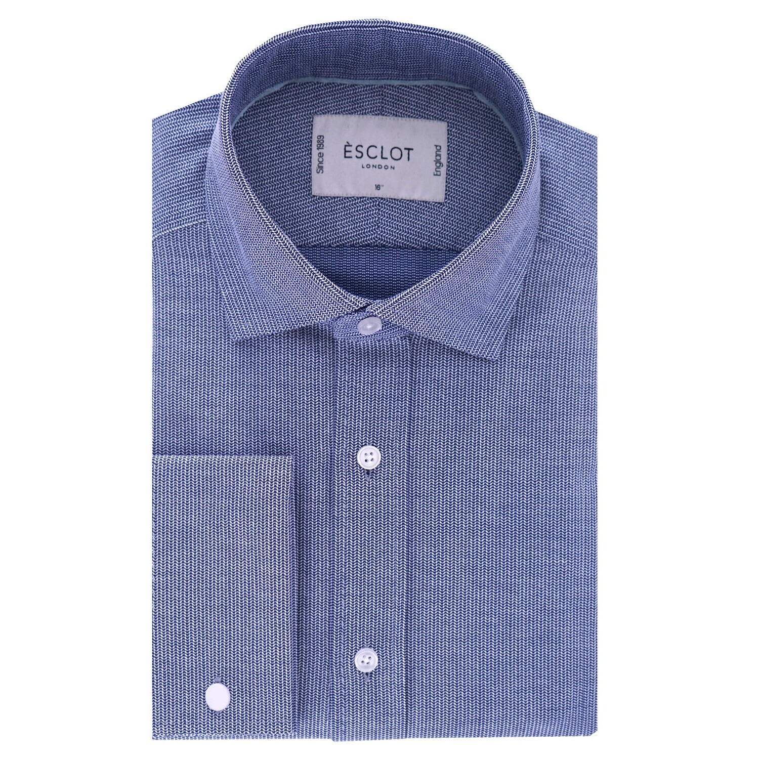 Blue Casual Herringbone Shirt