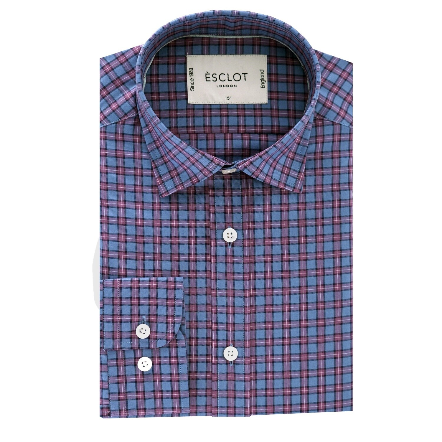 Blue Red Casual Herringbone Shirt