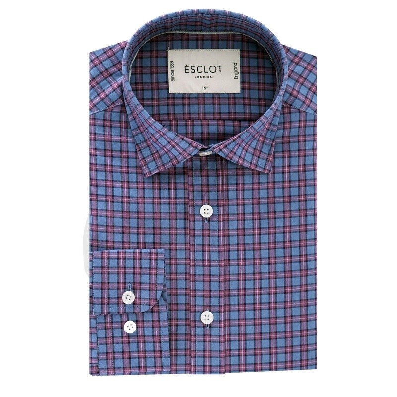 Blue Red Casual Herringbone Shirt