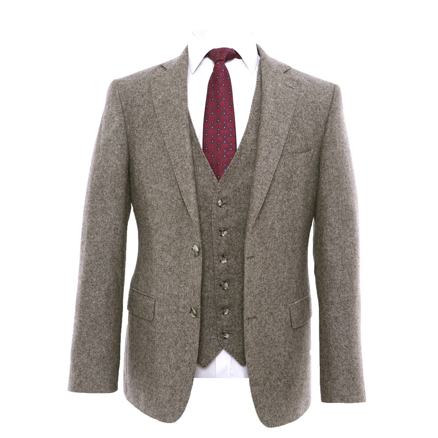 Brown 3Pc Flannel Suit Jacket