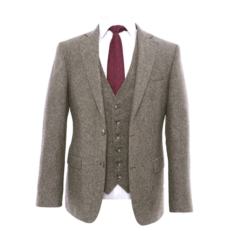 Brown 3Pc Flannel Suit Jacket