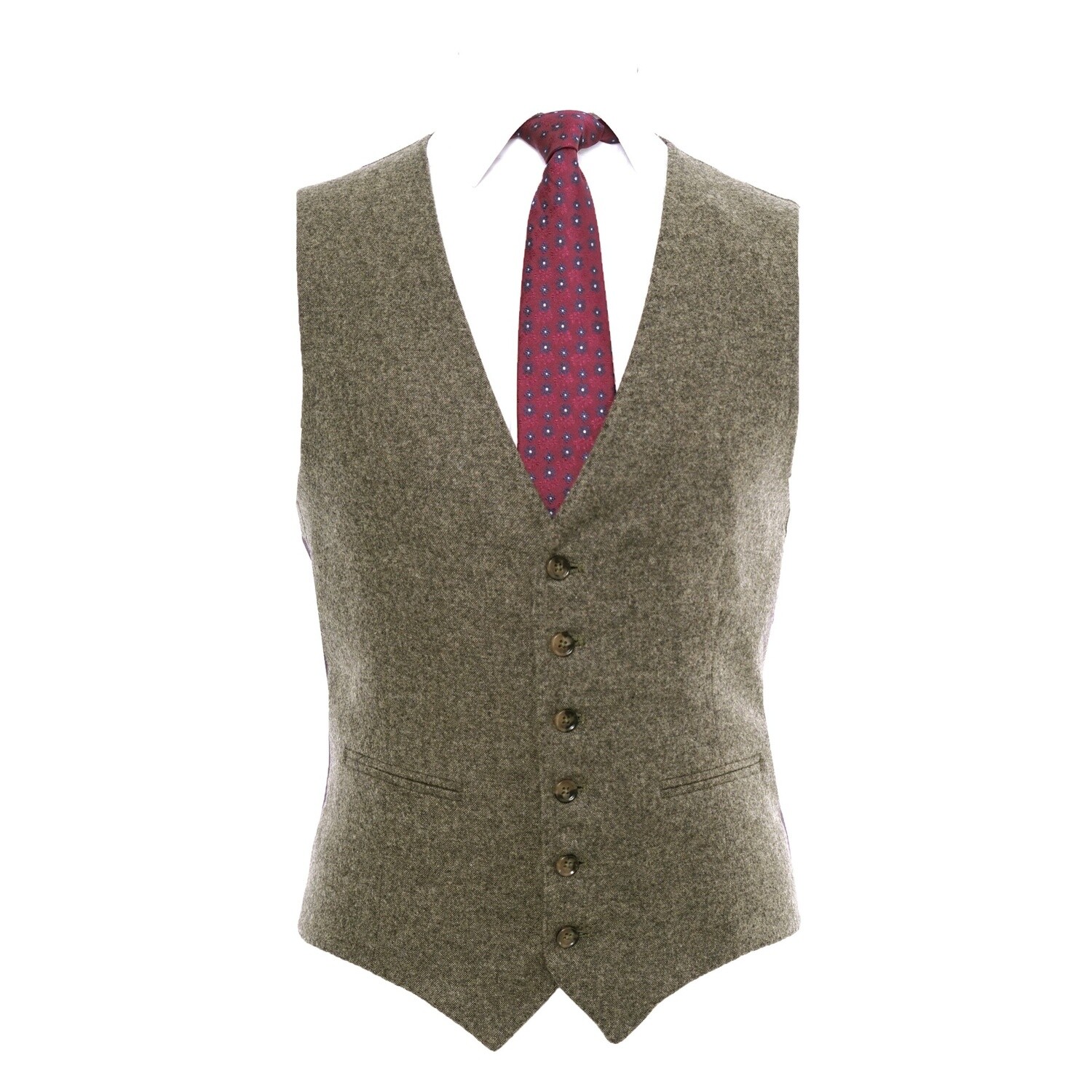 Green 3Pc Flannel Suit Waistcoat