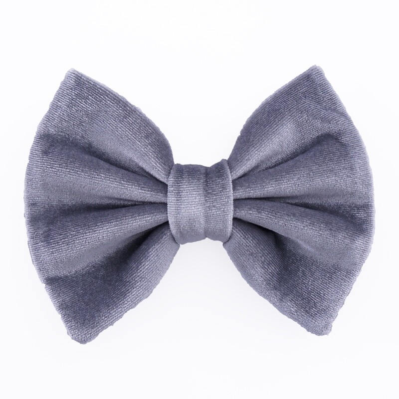 Grey Velvet Butterfly Bow Tie