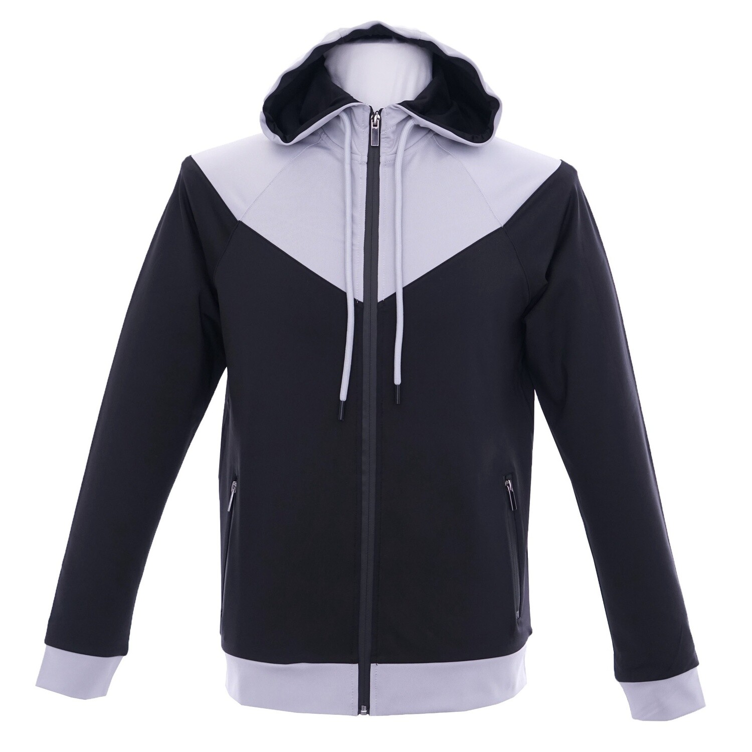 Black Grey Hooded 2Pc Tracksuit Jacket