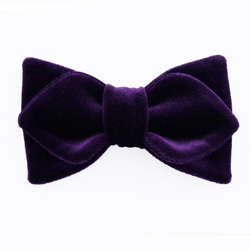 Purple Velvet Diamond Bow Tie