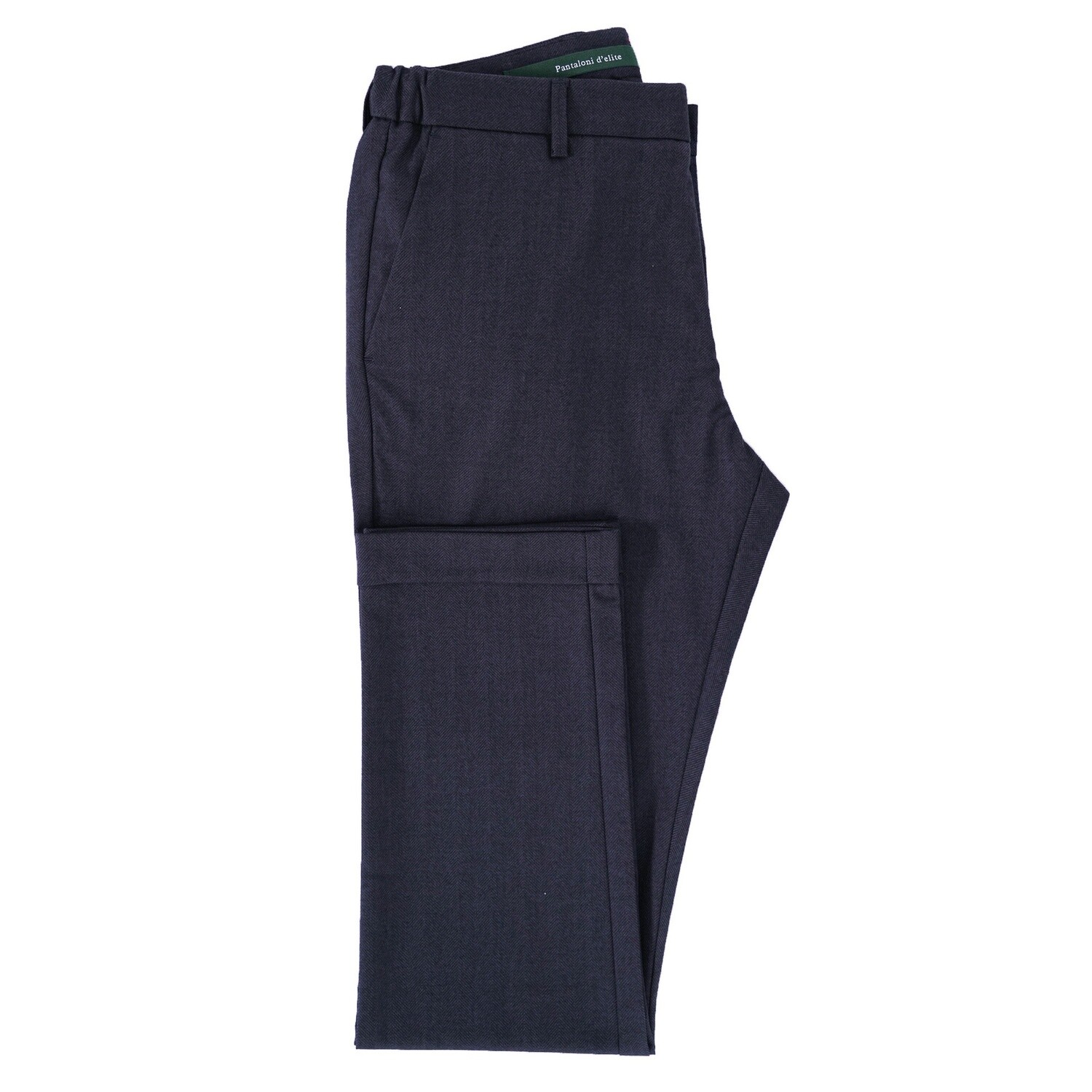 Blue Herringbone Casual Trouser