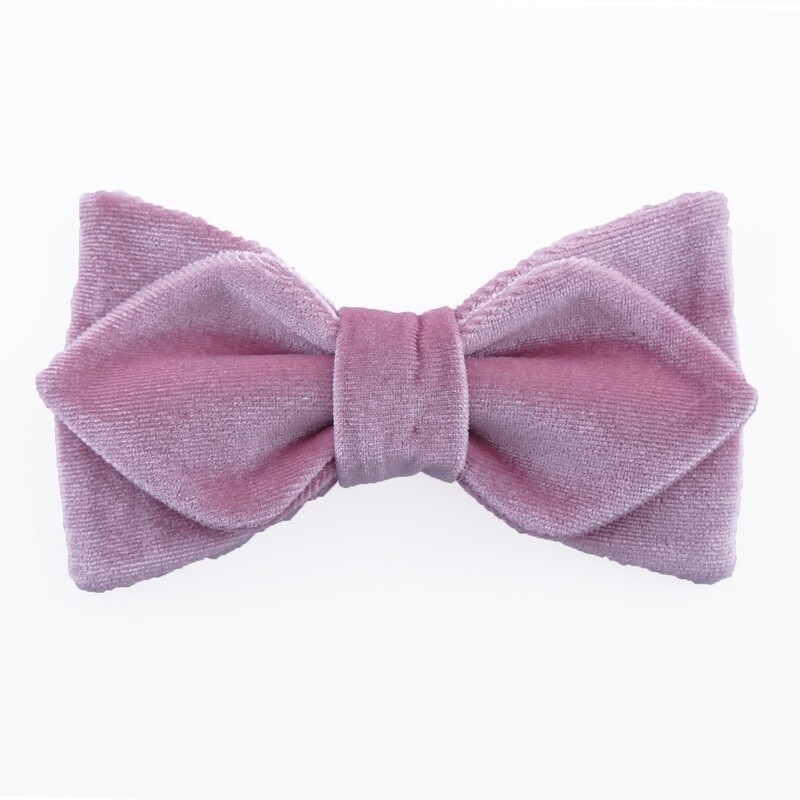 Pink Velvet Diamond Bow Tie