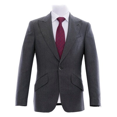 Charcoal Peak Lapel Flannel Suit