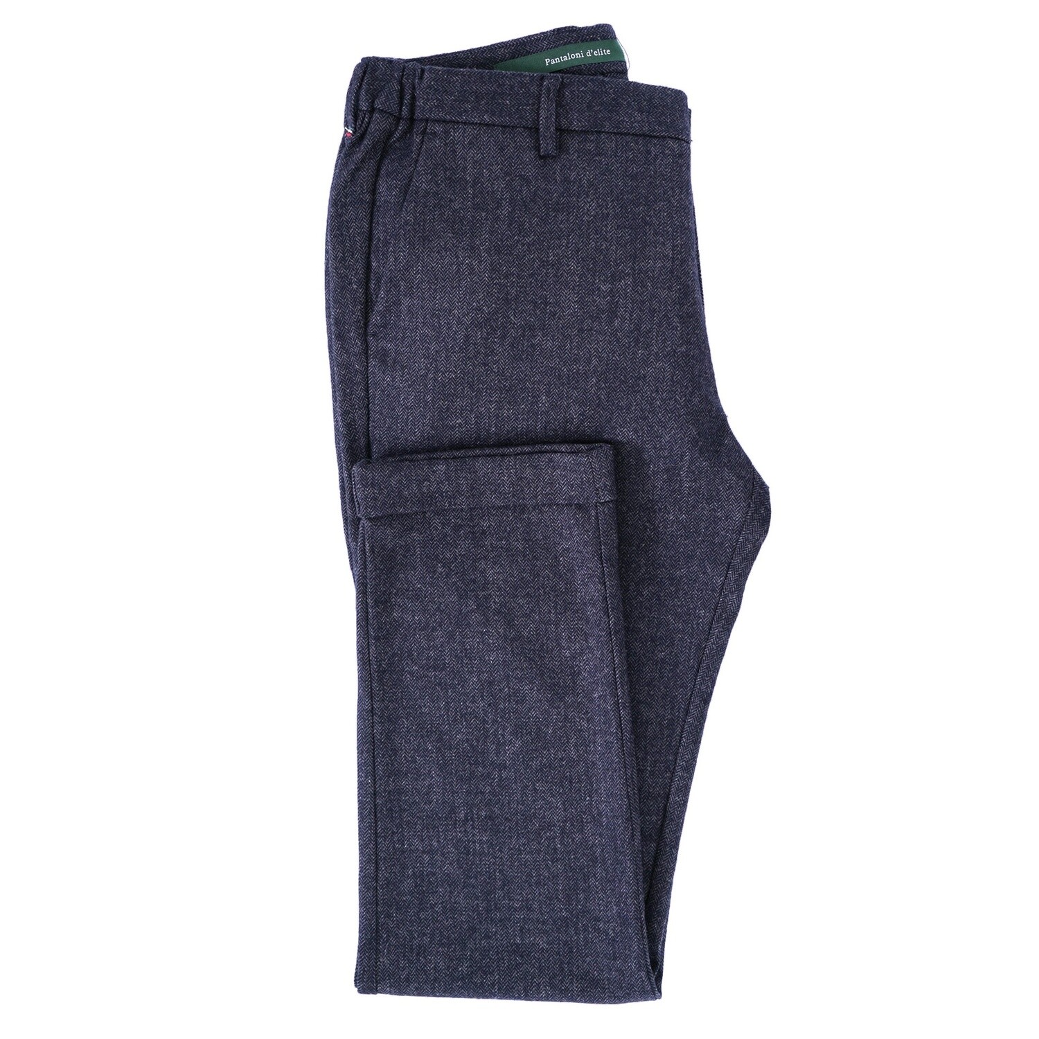 Blue Herringbone Flannel Casual Trouser