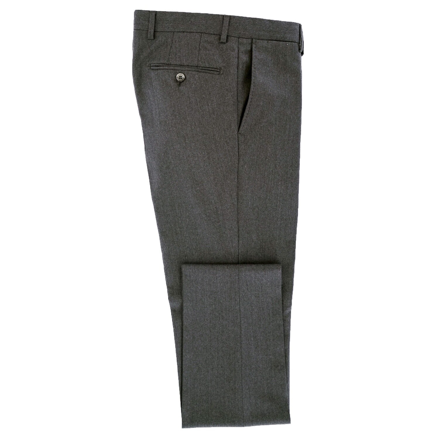 Charcoal Peak Lapel Flannel Suit Trousers