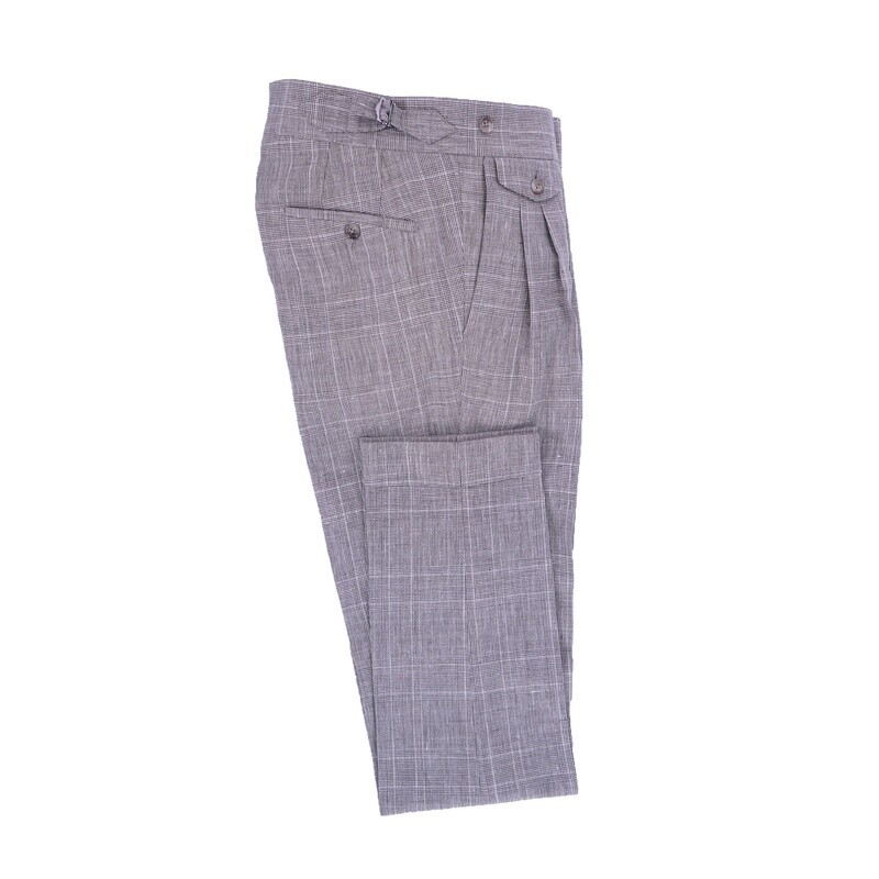 Grey Multi-Pattern Check Suit Trouser