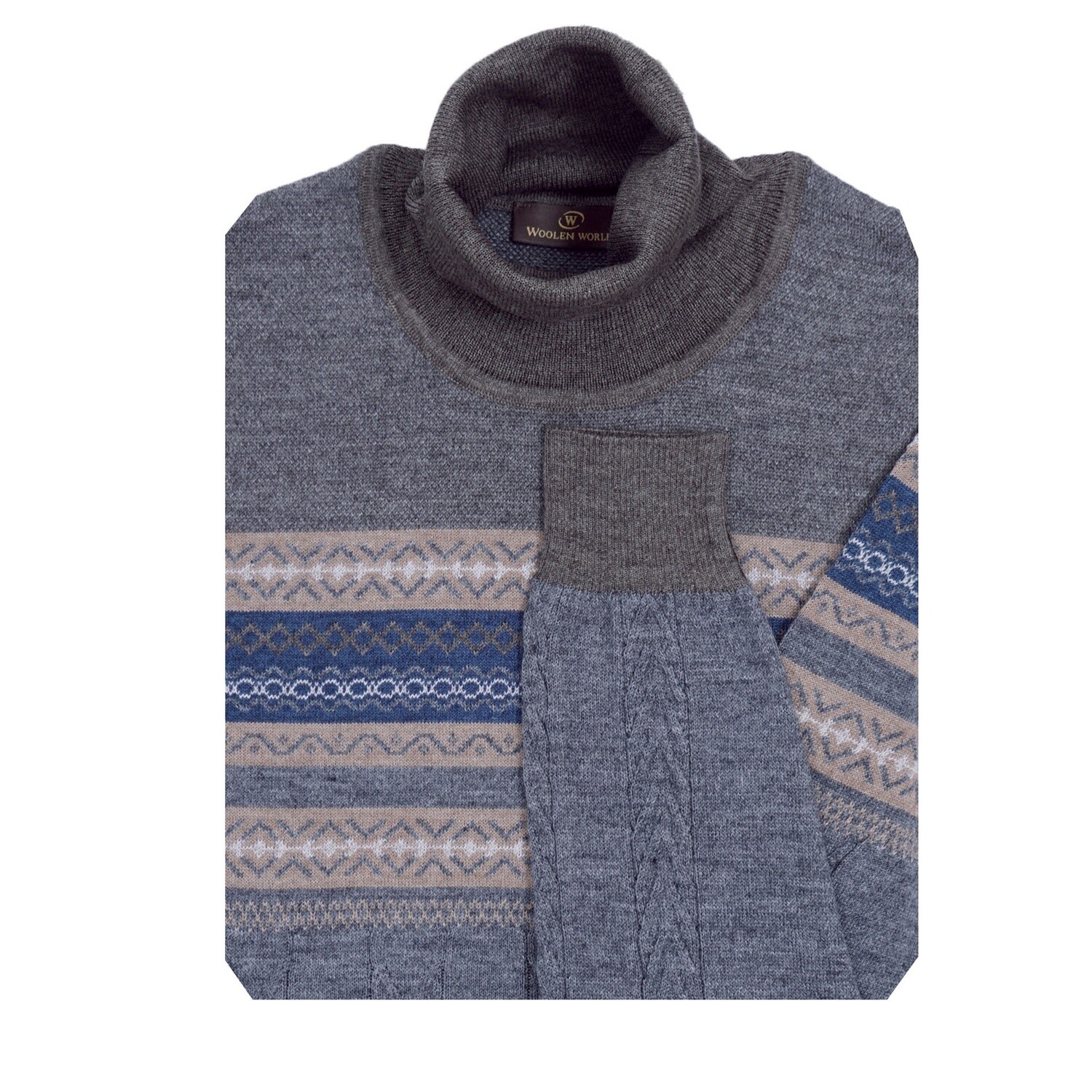 Grey Pattern Roll-Neck