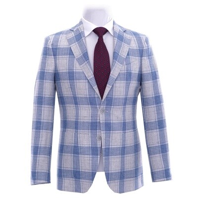 White Blue Wide Check Suit