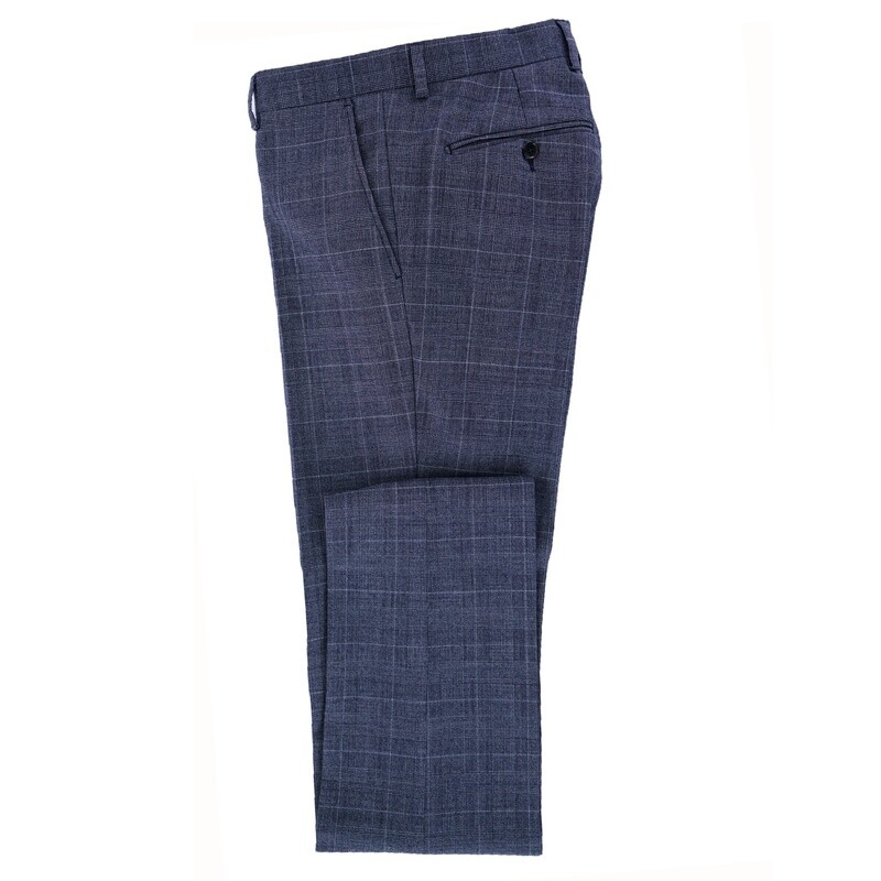 Steel Blue Pow Check Suit Trouser