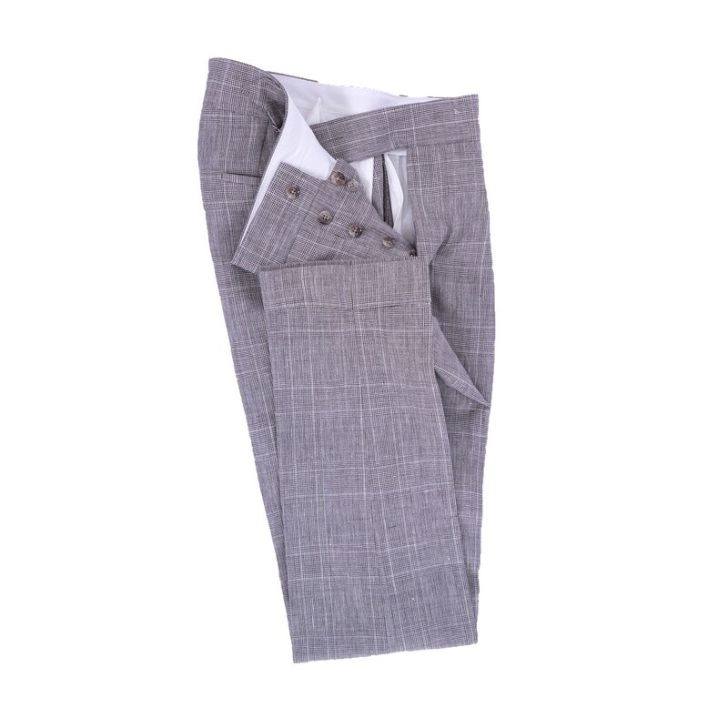 Grey Multi-Pattern Check Suit Trouser