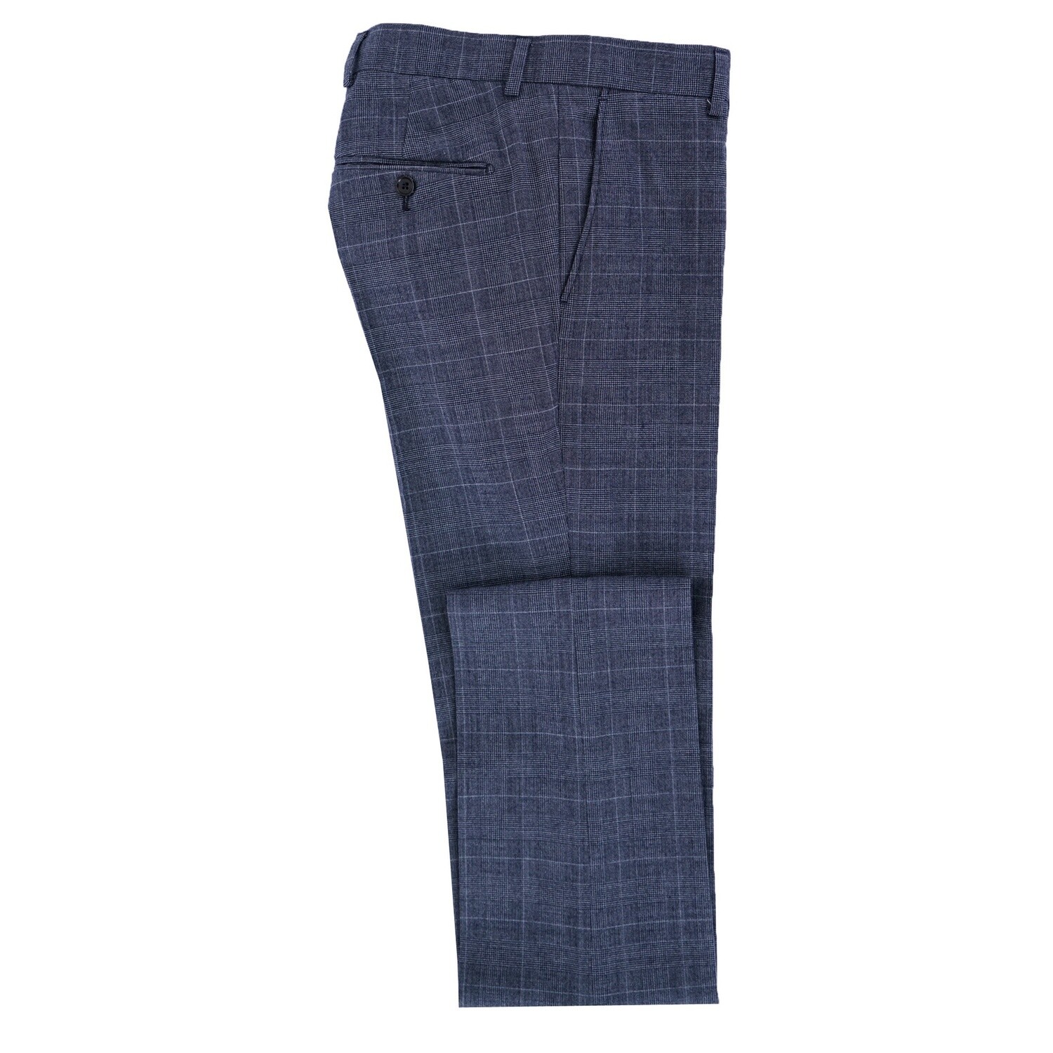 Steel Blue Pow Check Suit Trouser