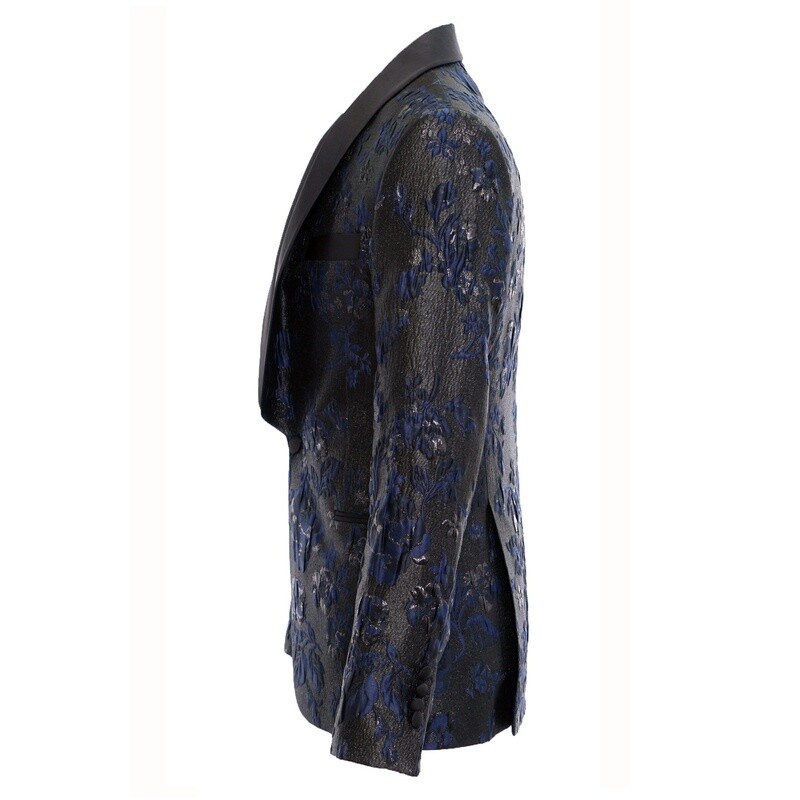 Blue Floral Tuxedo Jacket