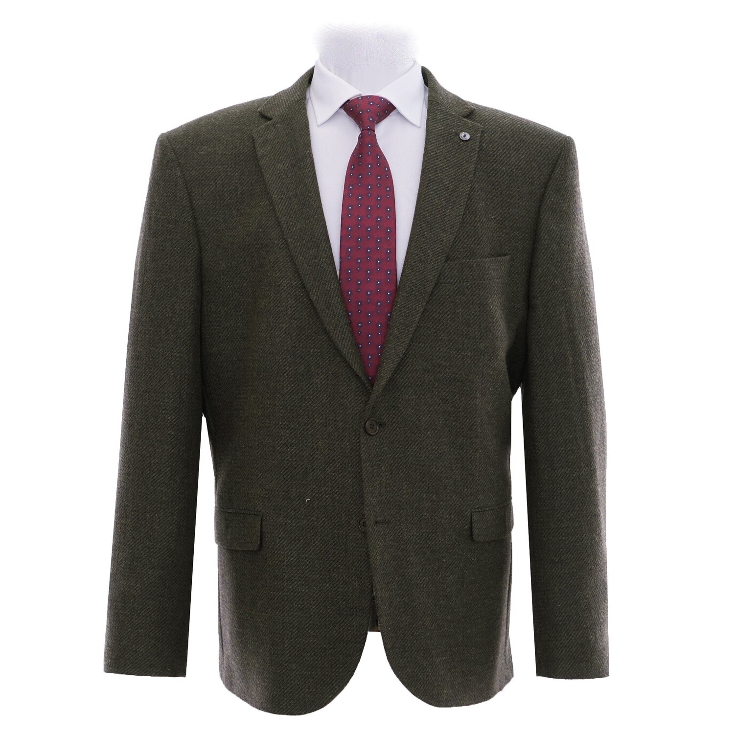 Green Twill Notch Lapel Jacket