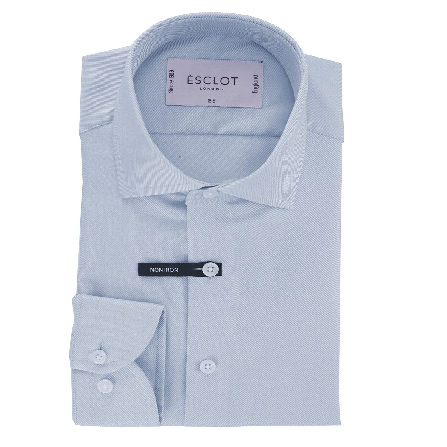 Sky Blue Singe Cuff Non-Iron Twill Shirt