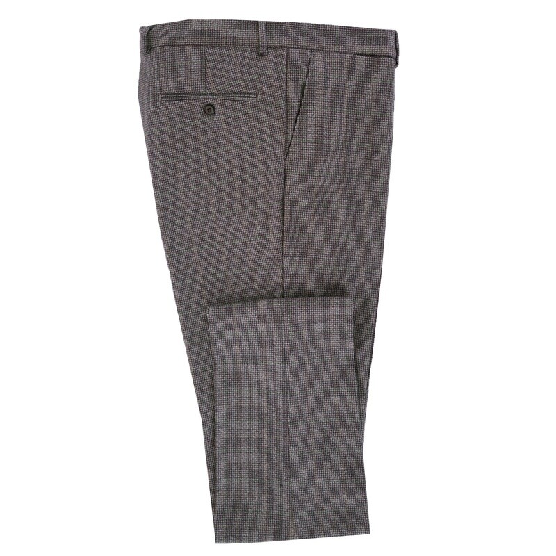 Grey Houndstooth Multicolour Check Suit Trouser