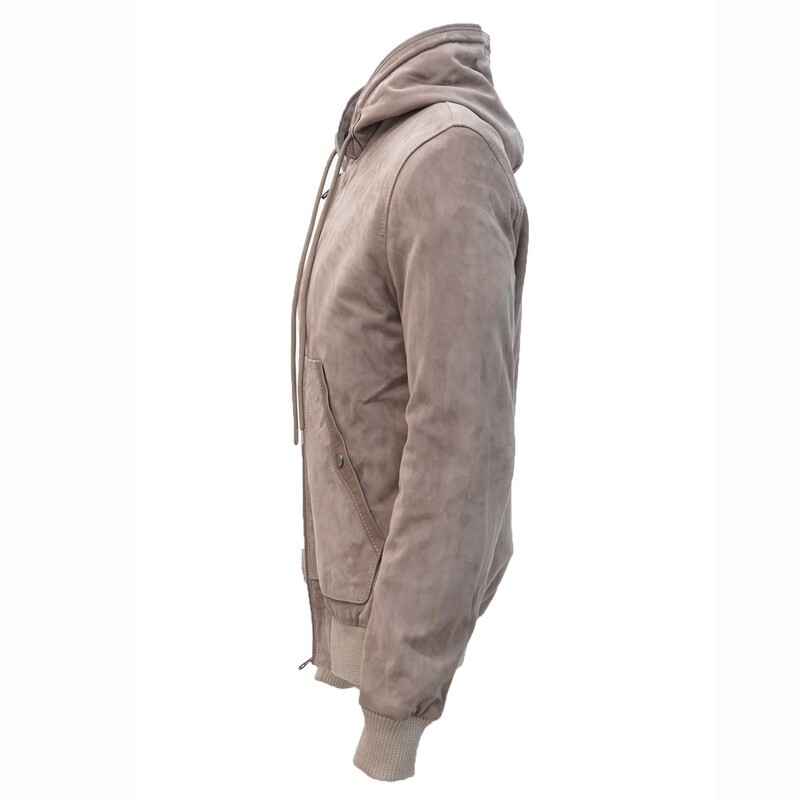Light Grey Leather Suede Hoodie