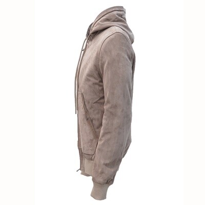 Light Grey Leather Suede Hoodie