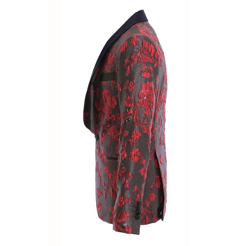 Red Floral Tuxedo Jacket