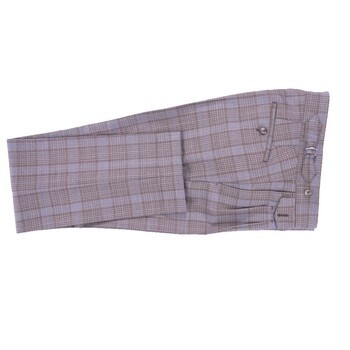 Brown Blue Check Suit Trouser