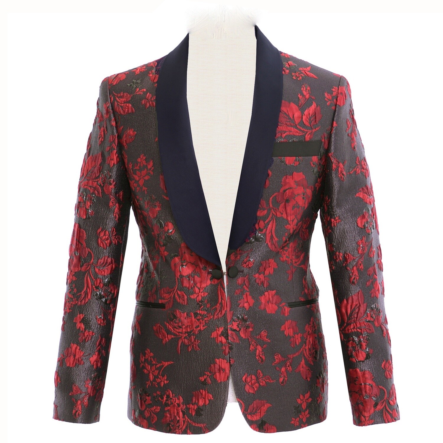 Red Floral Tuxedo Jacket