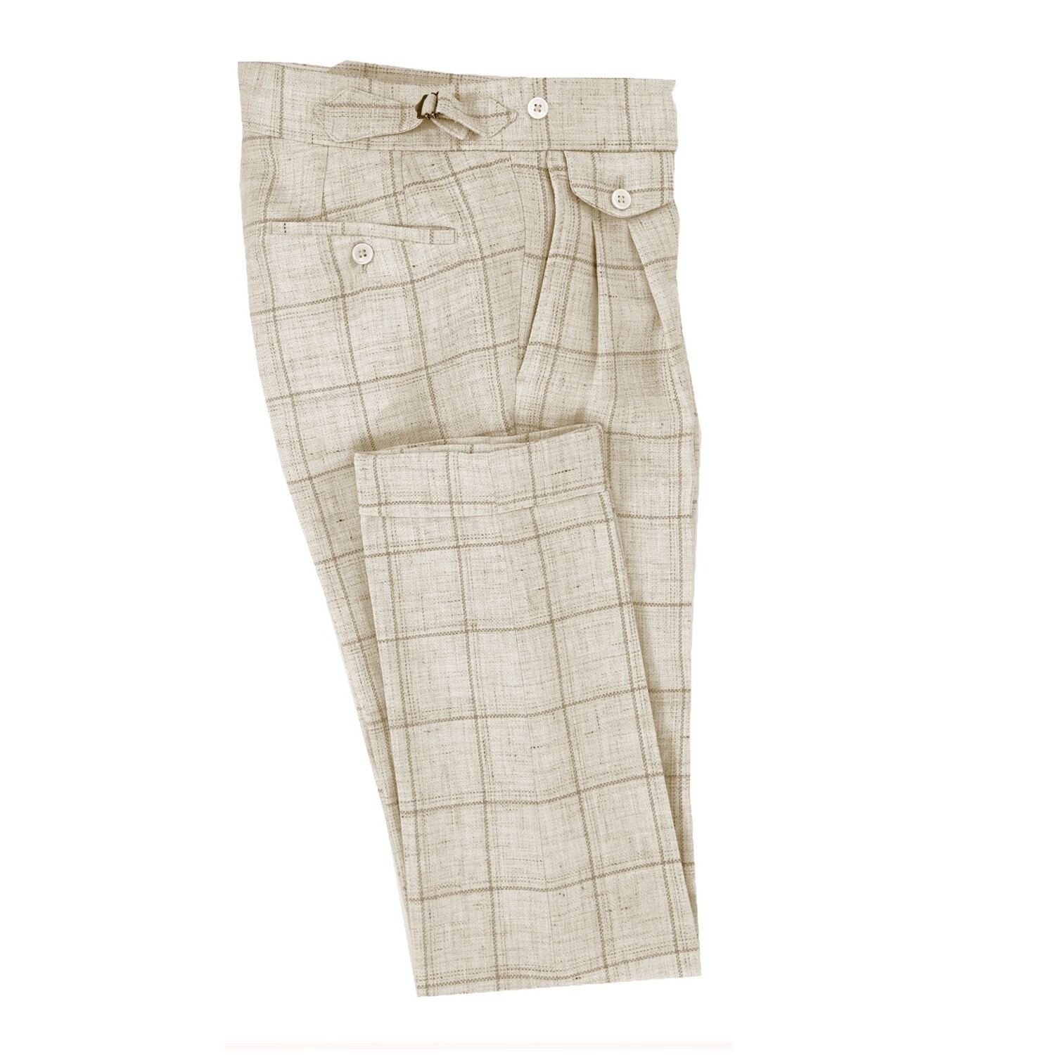 White Purple Check Suit Trouser