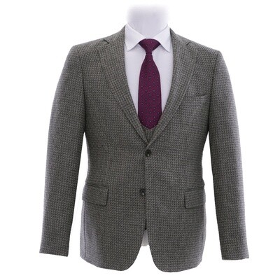 Grey Houndstooth Notch Lapel Jacket