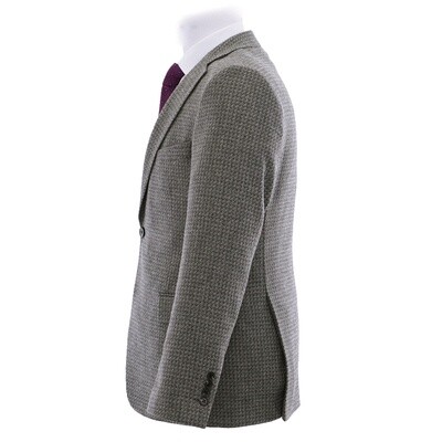 Grey Houndstooth Notch Lapel Jacket