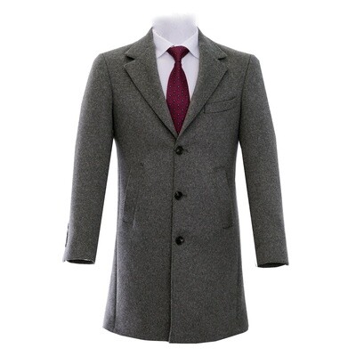 Light Grey Notch Lapel Pure Wool Overcoat