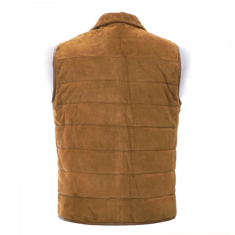 Light Brown Leather Suede Gilet
