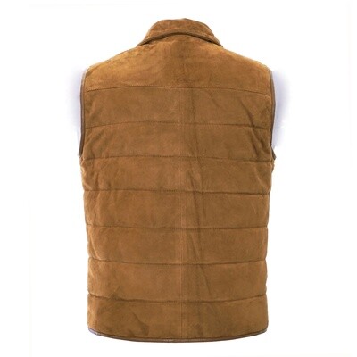 Light Brown Leather Suede Gilet