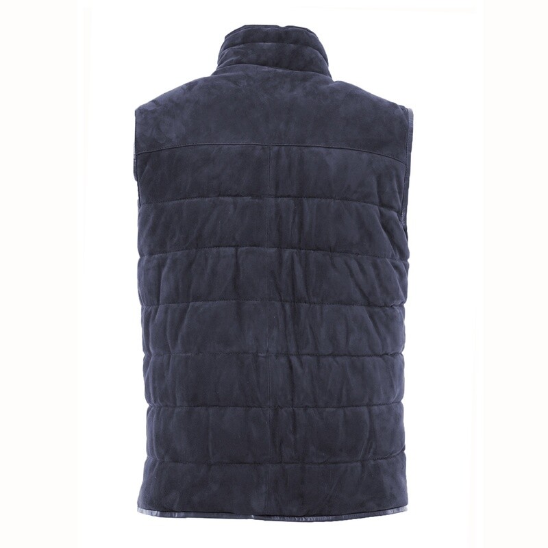 Dark Navy Leather Suede Gilet