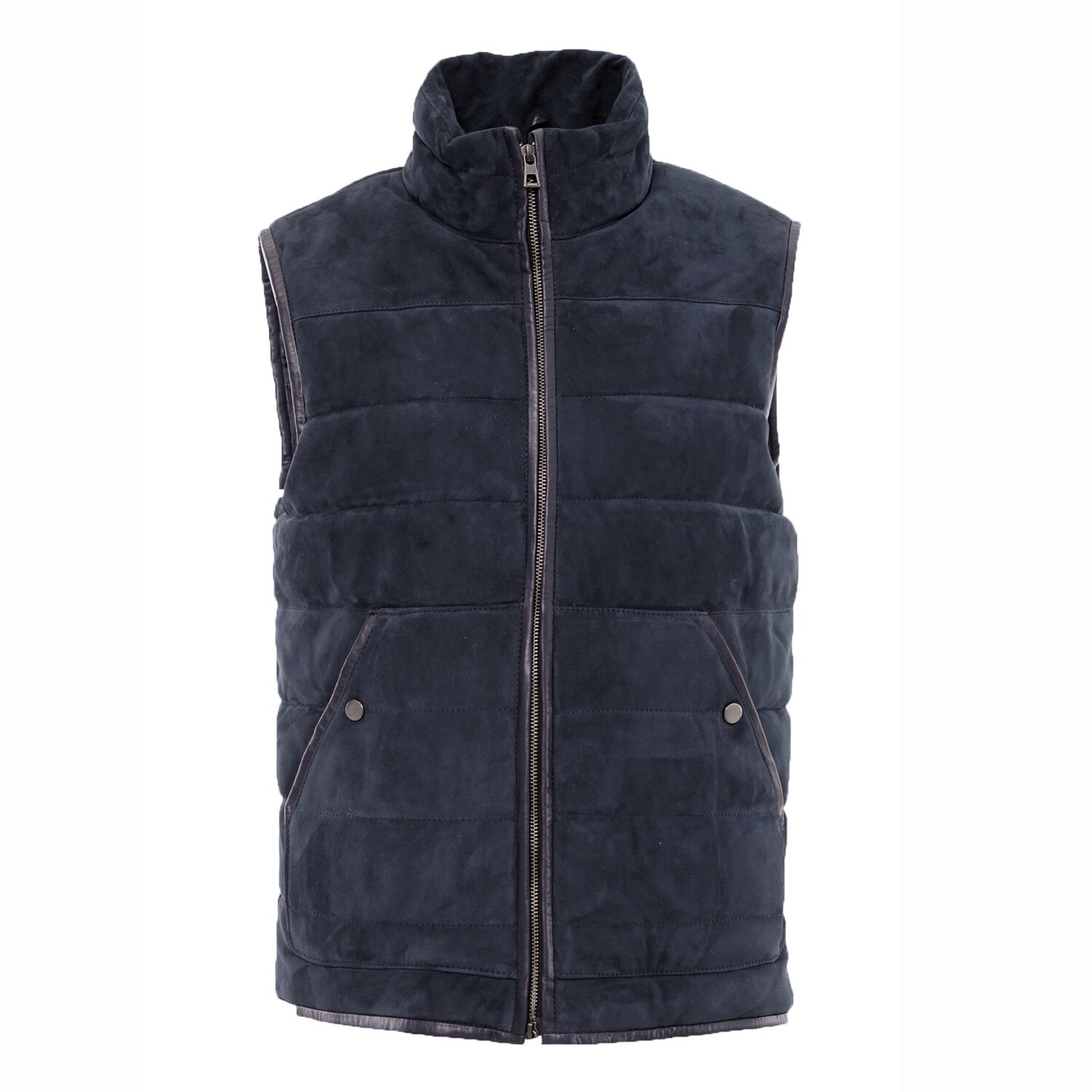 Dark Navy Leather Suede Gilet