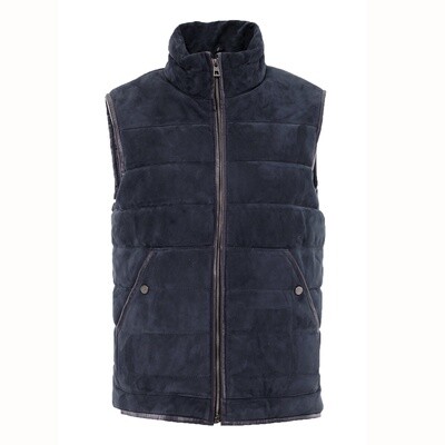 Dark Navy Leather Suede Gilet
