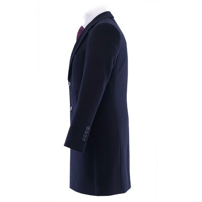 Navy Notch Lapel Pure Wool Overcoat
