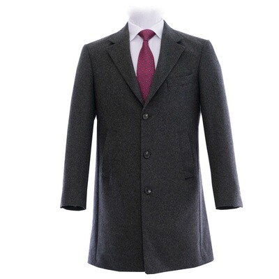 Charcoal Notch Lapel Pure Wool Overcoat