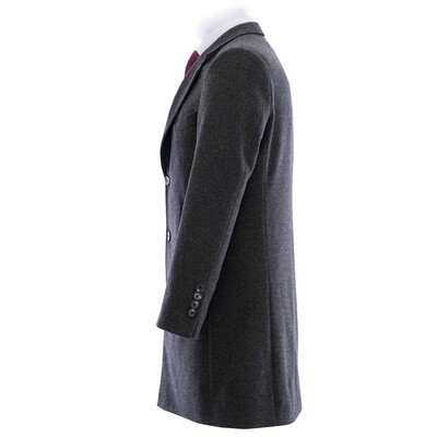Charcoal Notch Lapel Pure Wool Overcoat