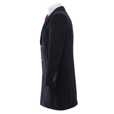 Black Notch Lapel Pure Wool Overcoat