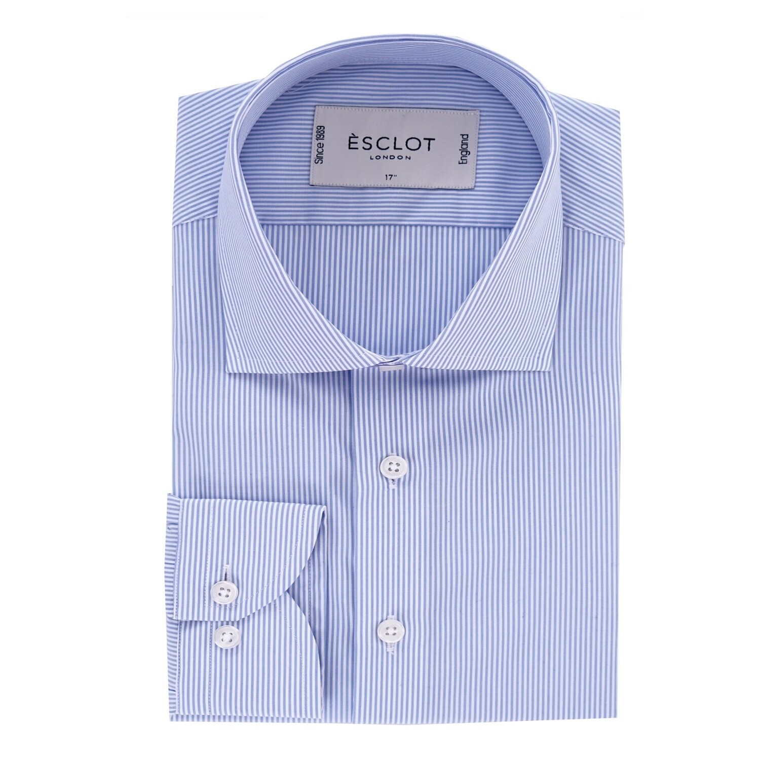 Non-Iron Single Cuff Blue White Stripe Shirt