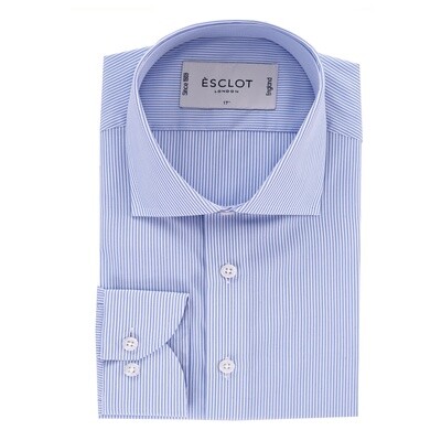 Non-Iron Single Cuff Blue White Stripe Shirt
