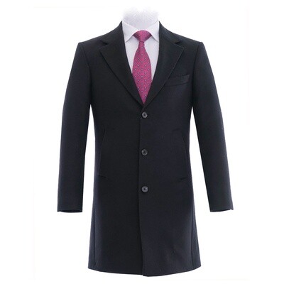 Black Notch Lapel Pure Wool Overcoat