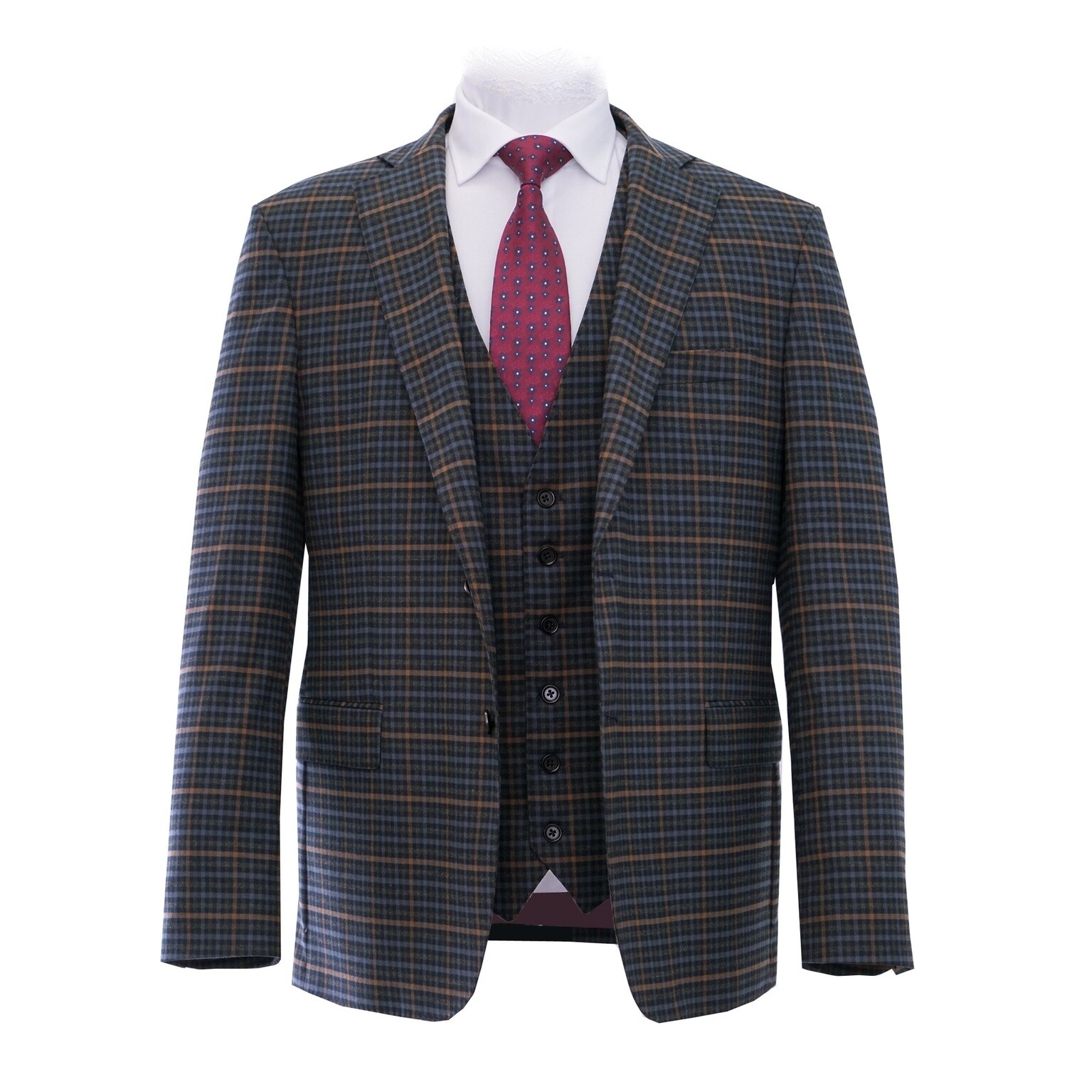 Blue Brown Small Check Jacket