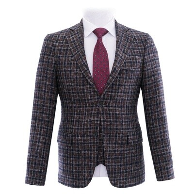Navy Brown Check Jacket