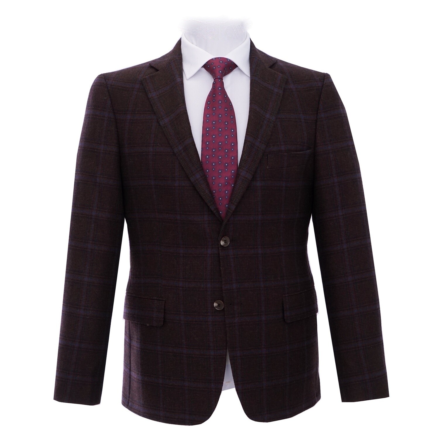 Burgundy Blue Flannel Check Jacket