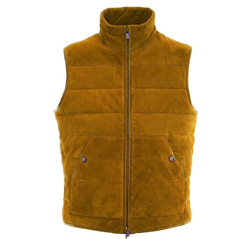 Light Brown Leather Suede Gilet